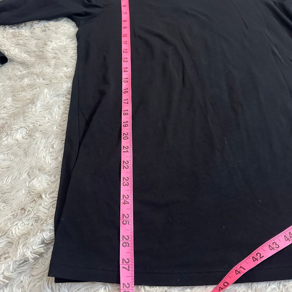 Vince Large Black Cotton Boat Neck Open Back Tunic Long Sleeve Tee Tshirt - Picture 5 of 8
